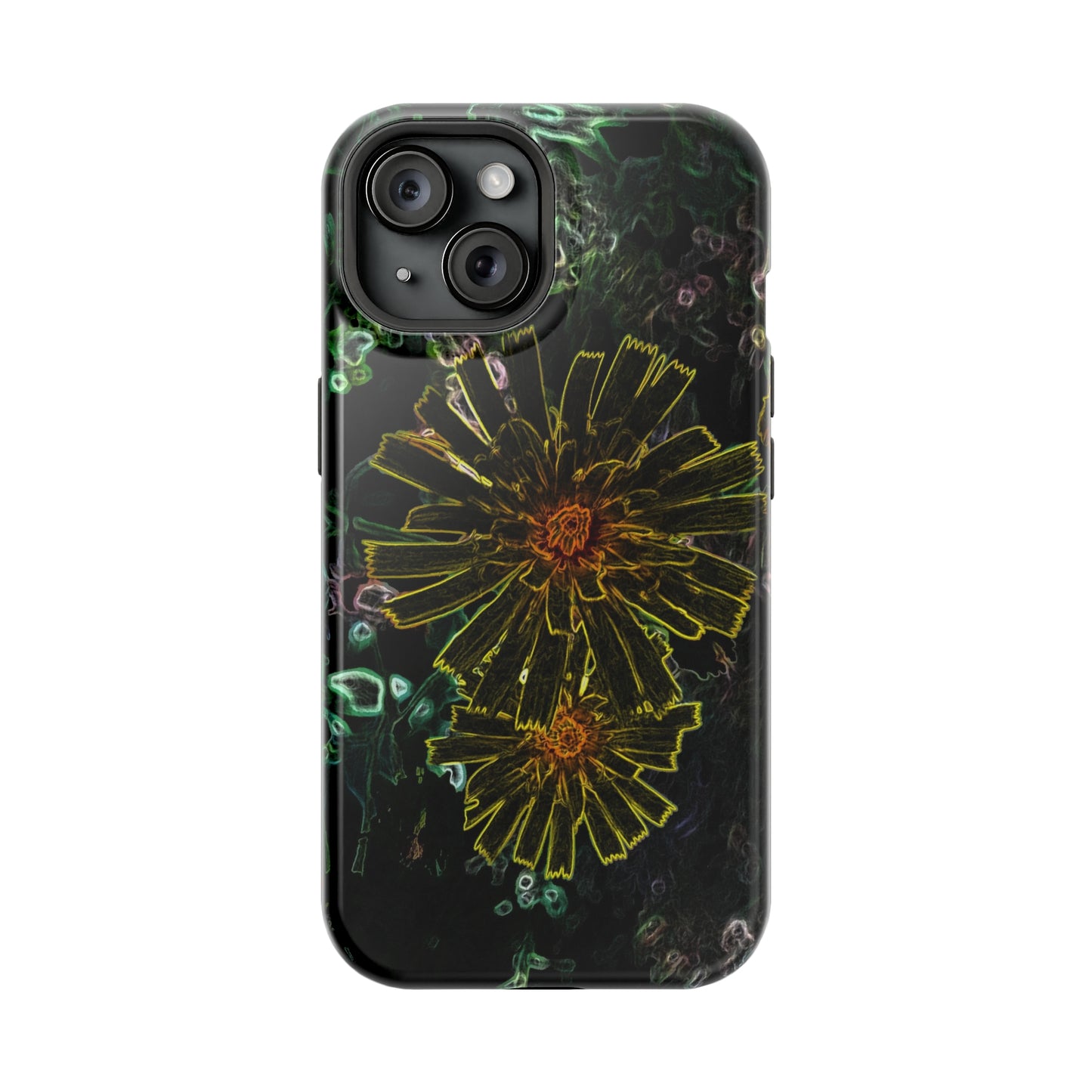 Electric Flowers iphone 15,  for standard, Pro & Plus models.