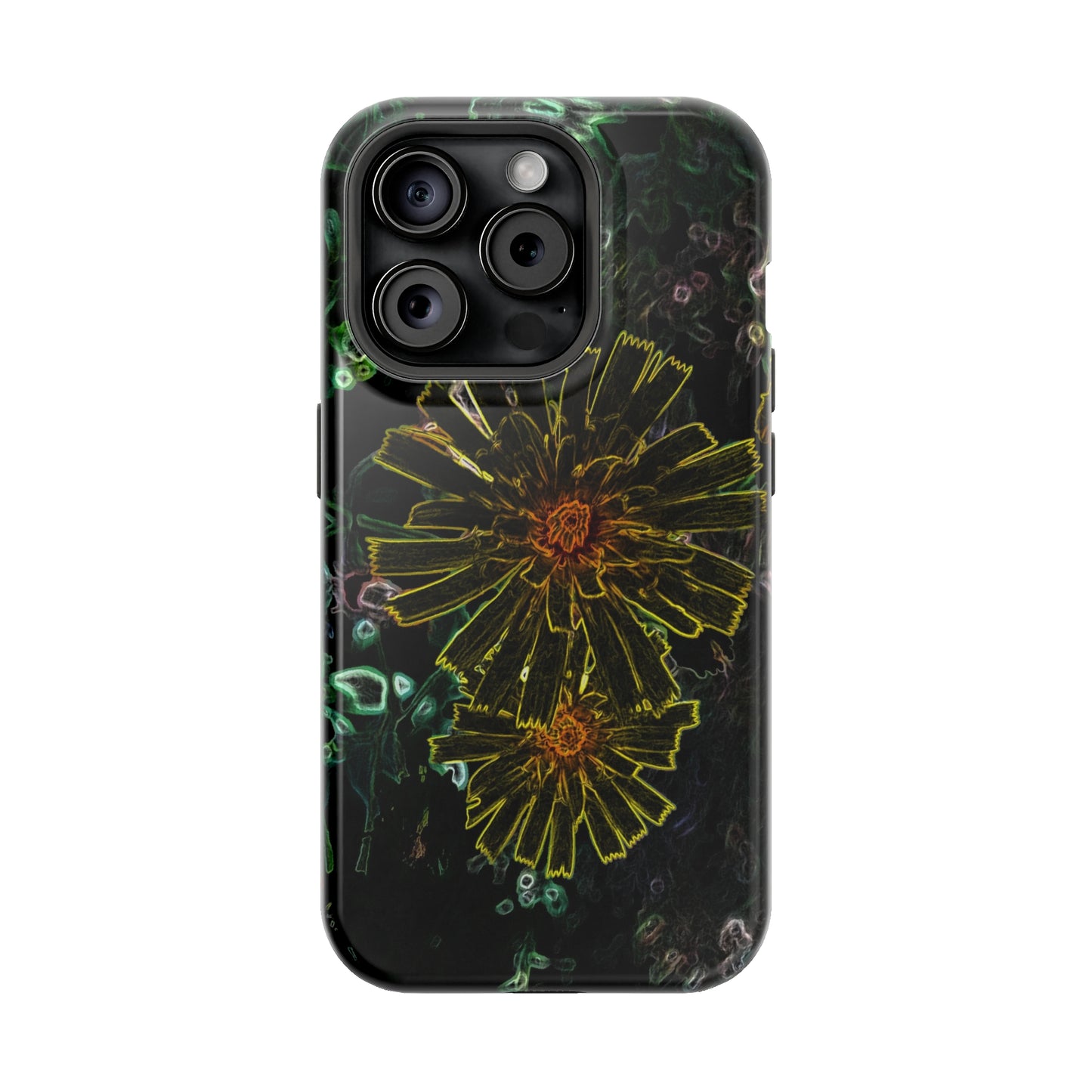 Electric Flowers iphone 15,  for standard, Pro & Plus models.