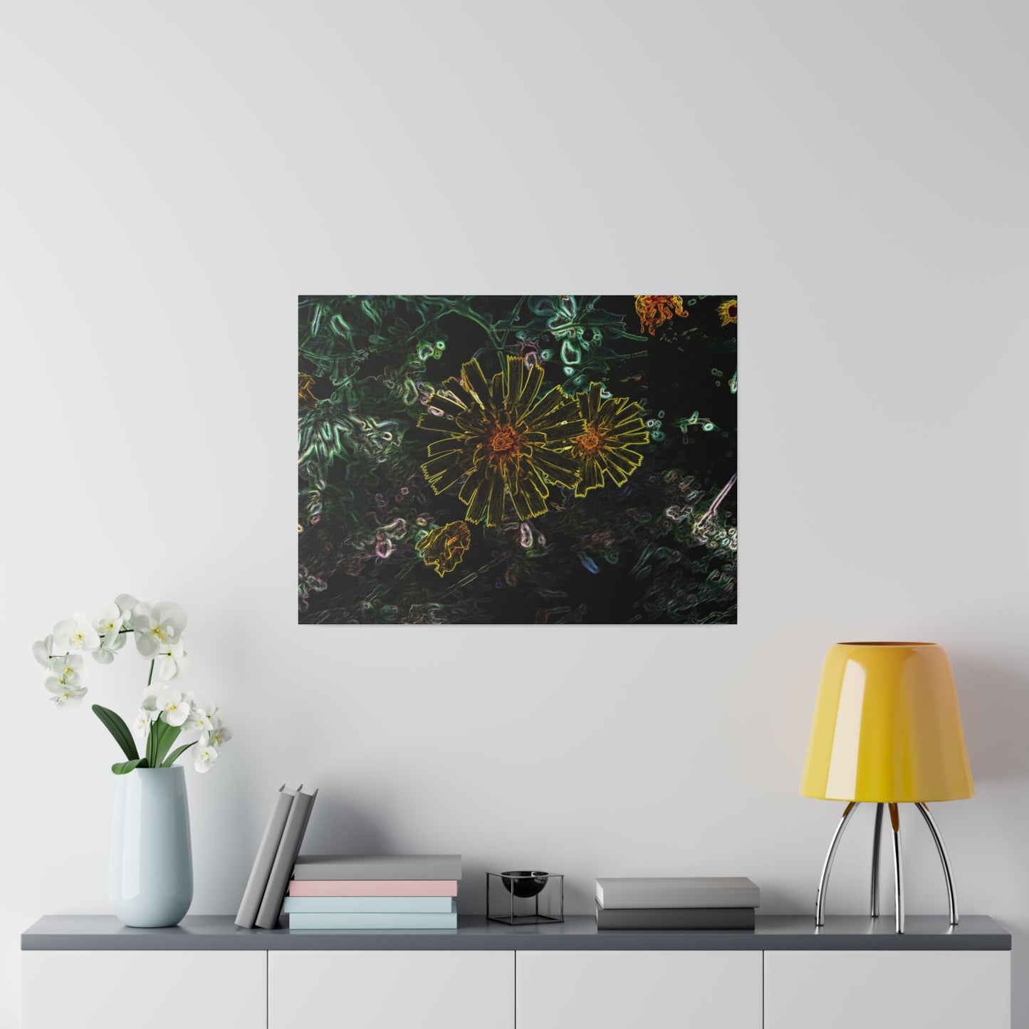 Electric Flowers Matte Stretched Canvas Art