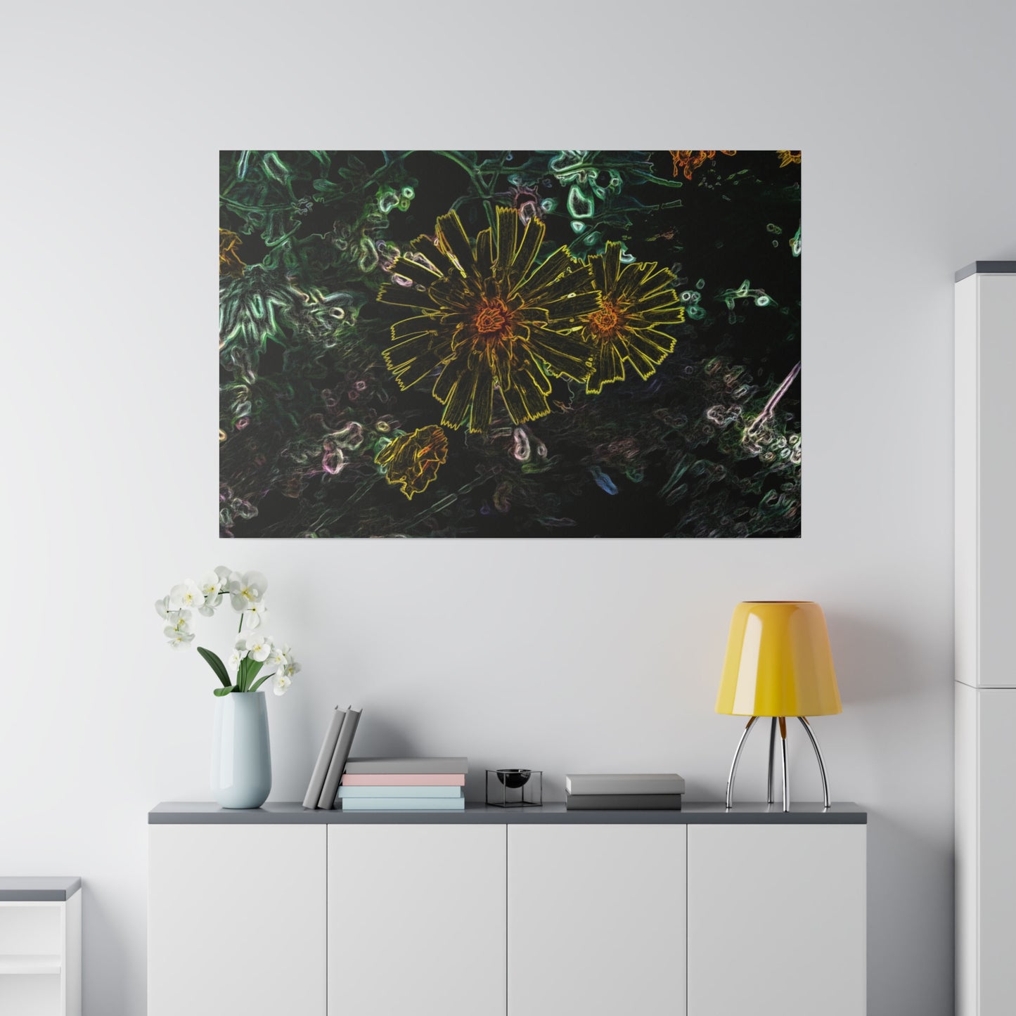 Electric Flowers Matte Stretched Canvas Art