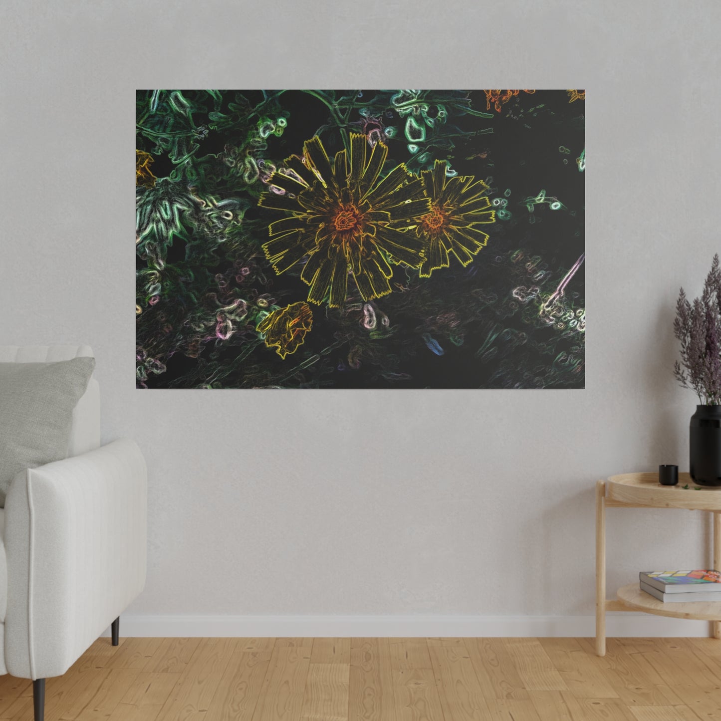 Electric Flowers Matte Stretched Canvas Art