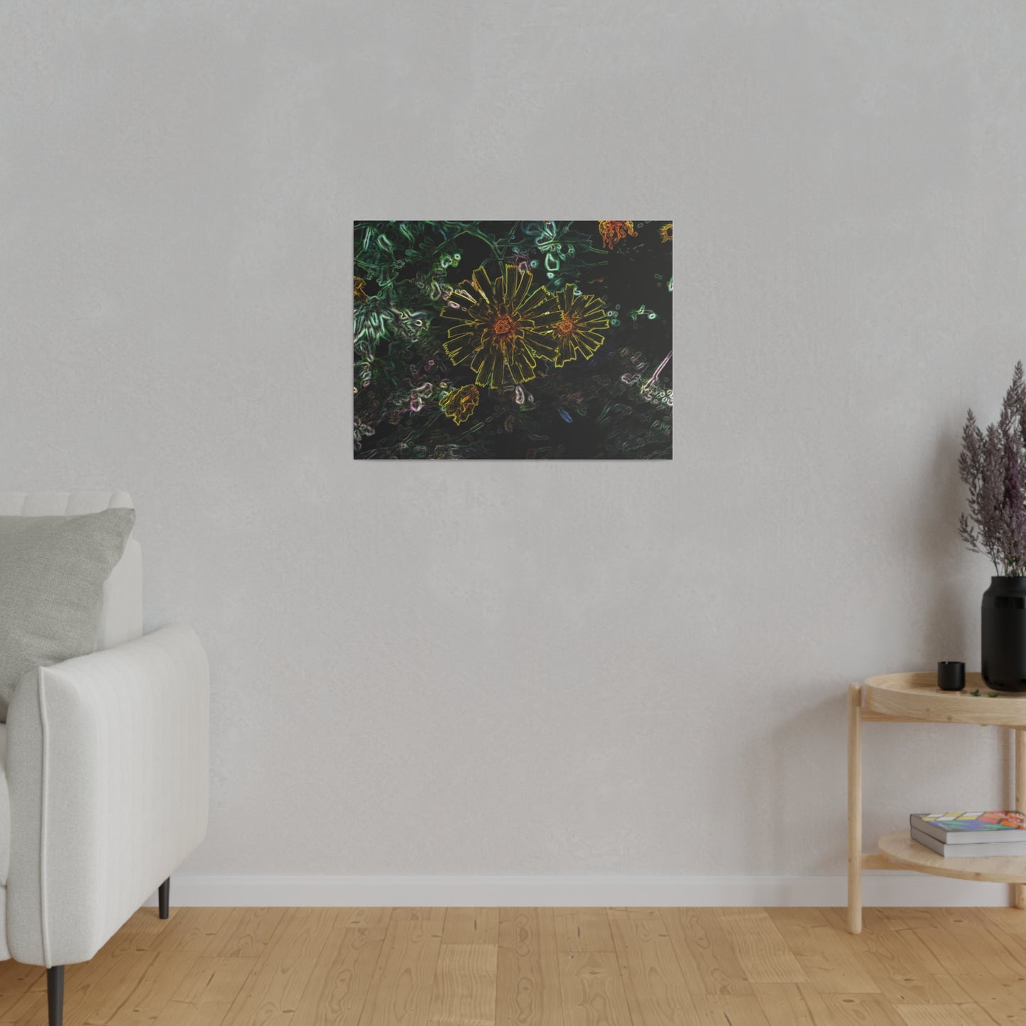 Electric Flowers Matte Stretched Canvas Art