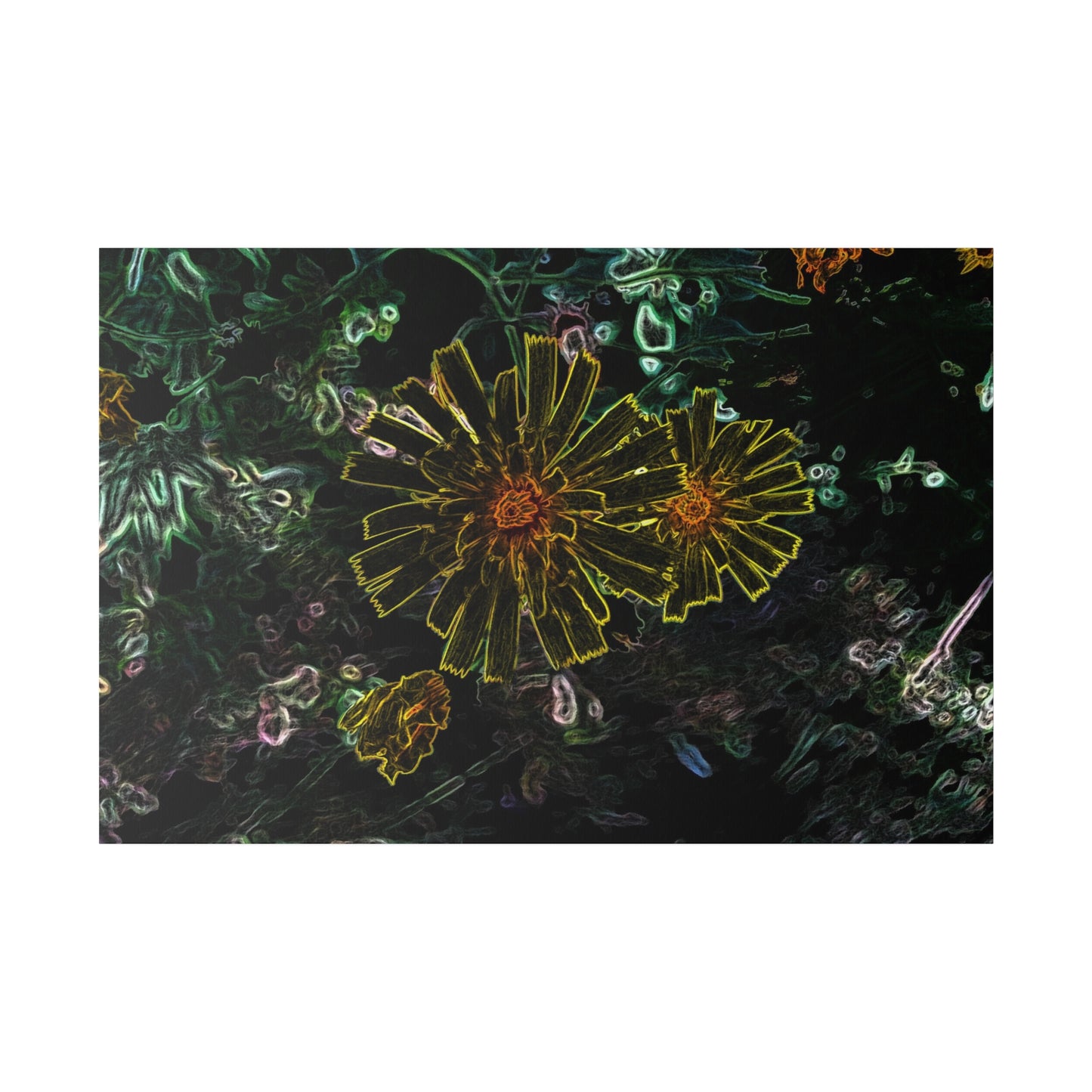 Electric Flowers Matte Stretched Canvas Art