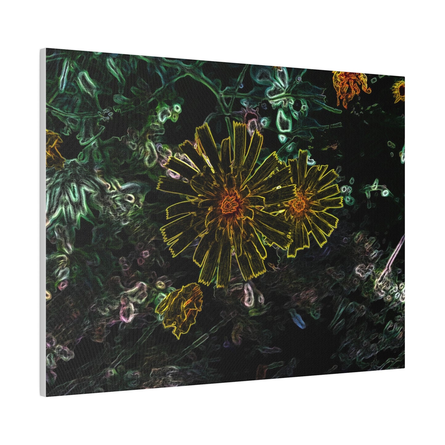 Electric Flowers Matte Stretched Canvas Art