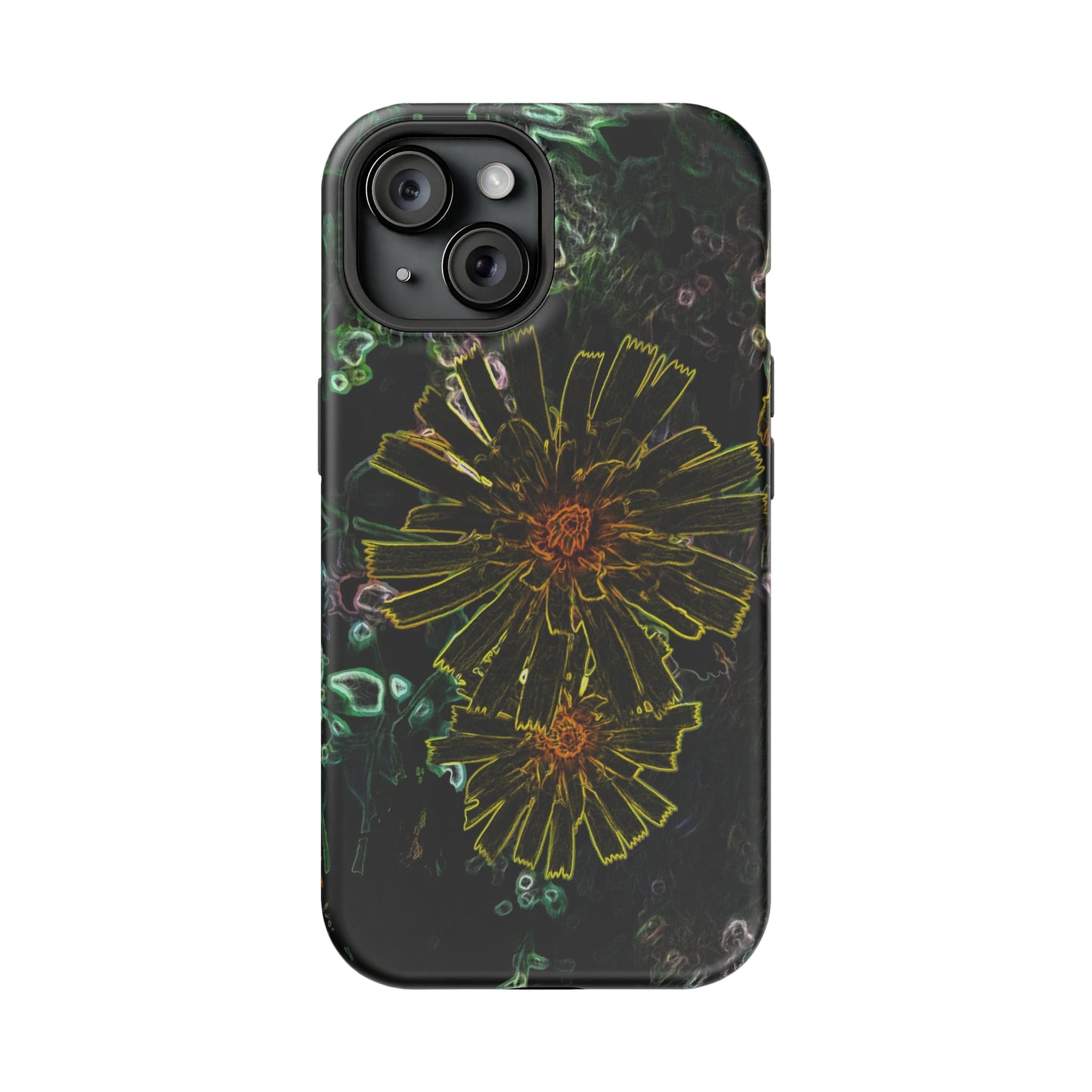 Electric Flowers iphone 15,  for standard, Pro & Plus models.