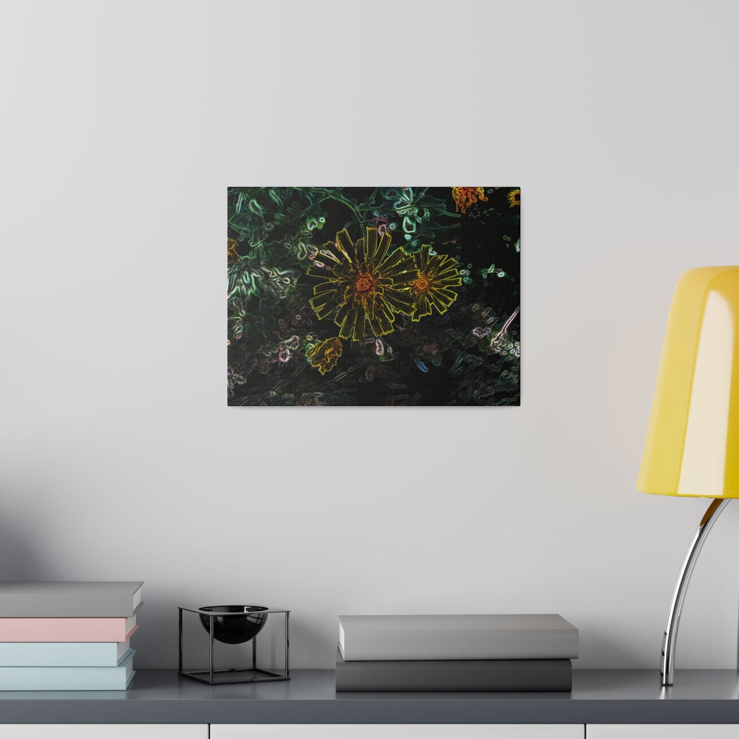 Electric Flowers Matte Stretched Canvas Art