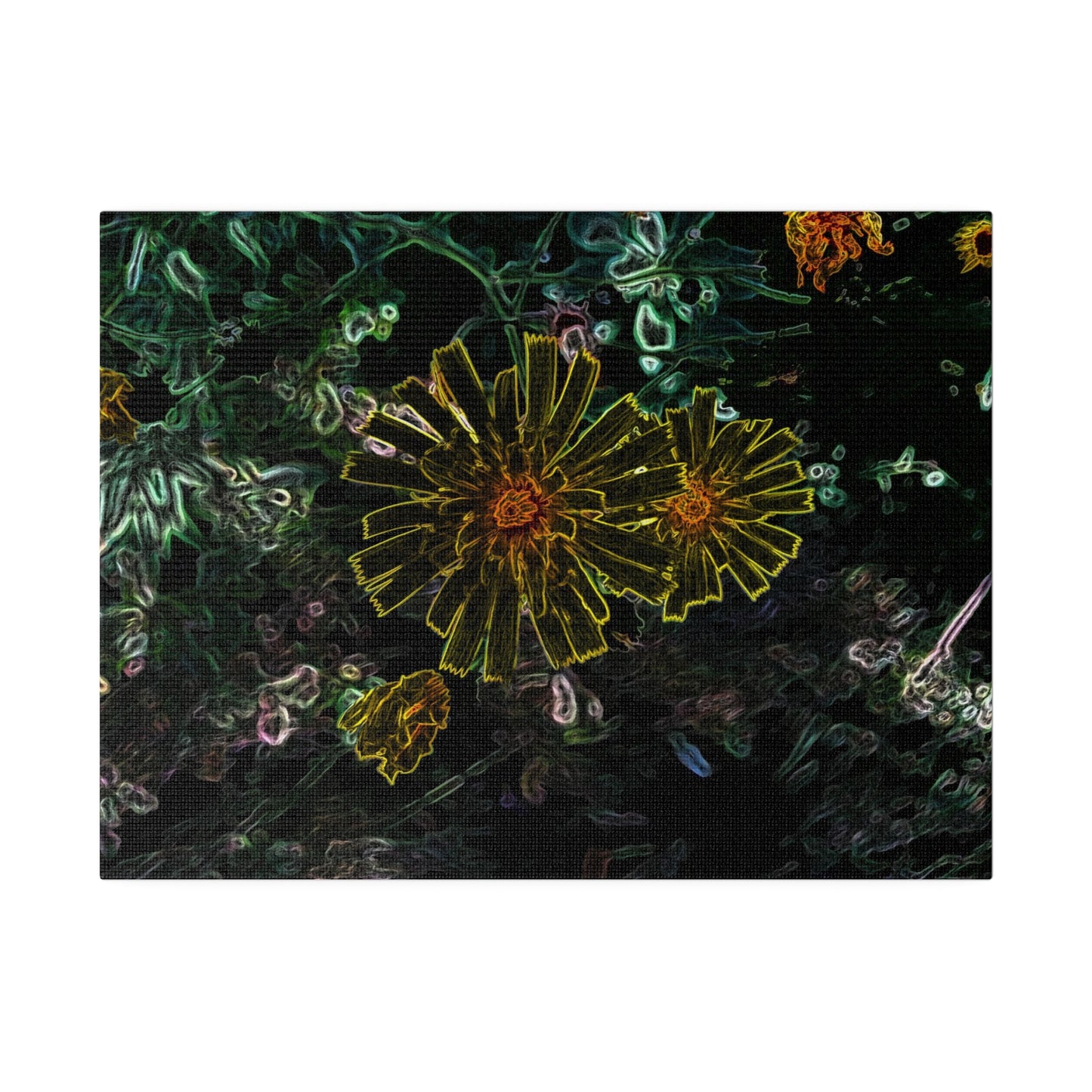 Electric Flowers Matte Stretched Canvas Art