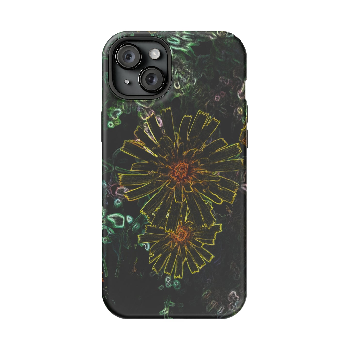 Electric Flowers iphone 15,  for standard, Pro & Plus models.