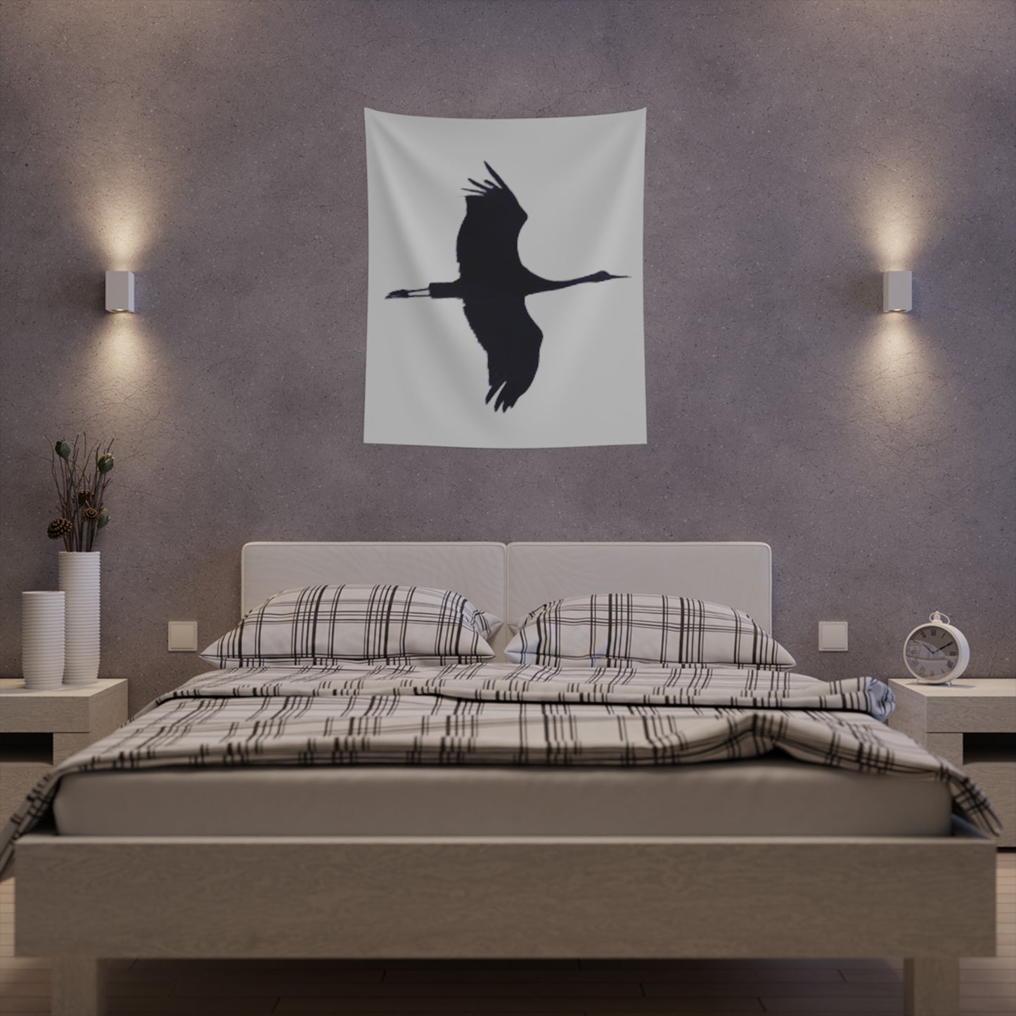 Sandhill Crane Wall Tapestry Black & White, Multiple Sizes