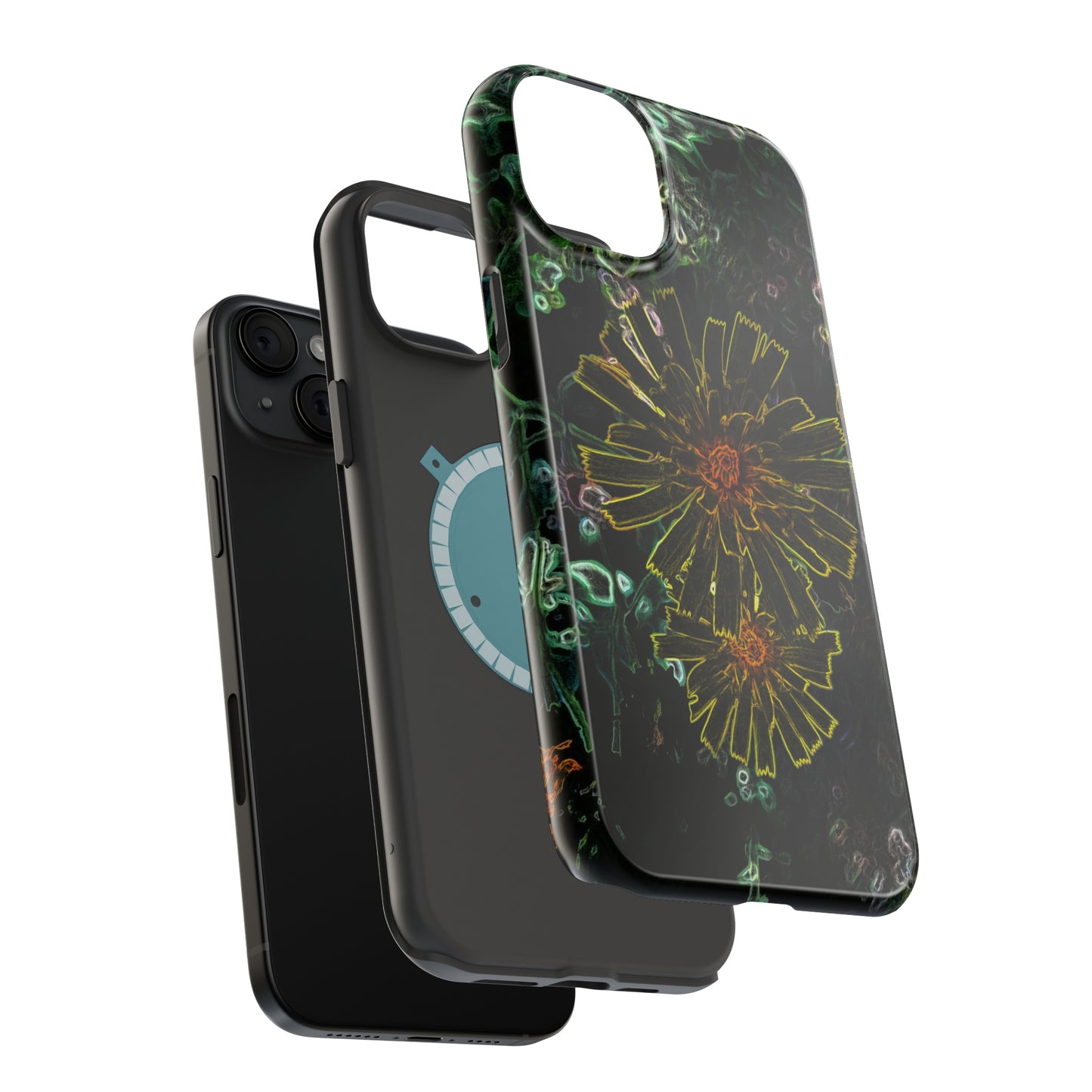 Electric Flowers iphone 15,  for standard, Pro & Plus models.