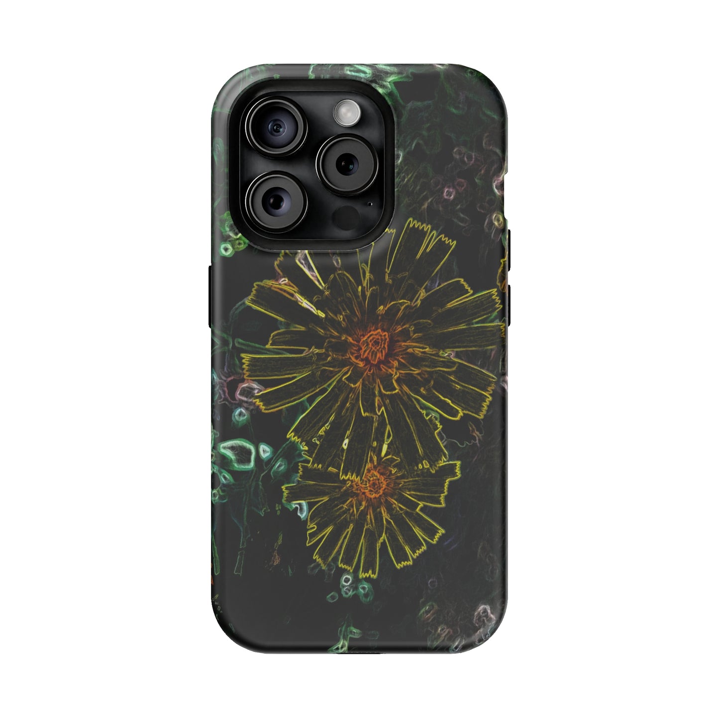 Electric Flowers iphone 15,  for standard, Pro & Plus models.