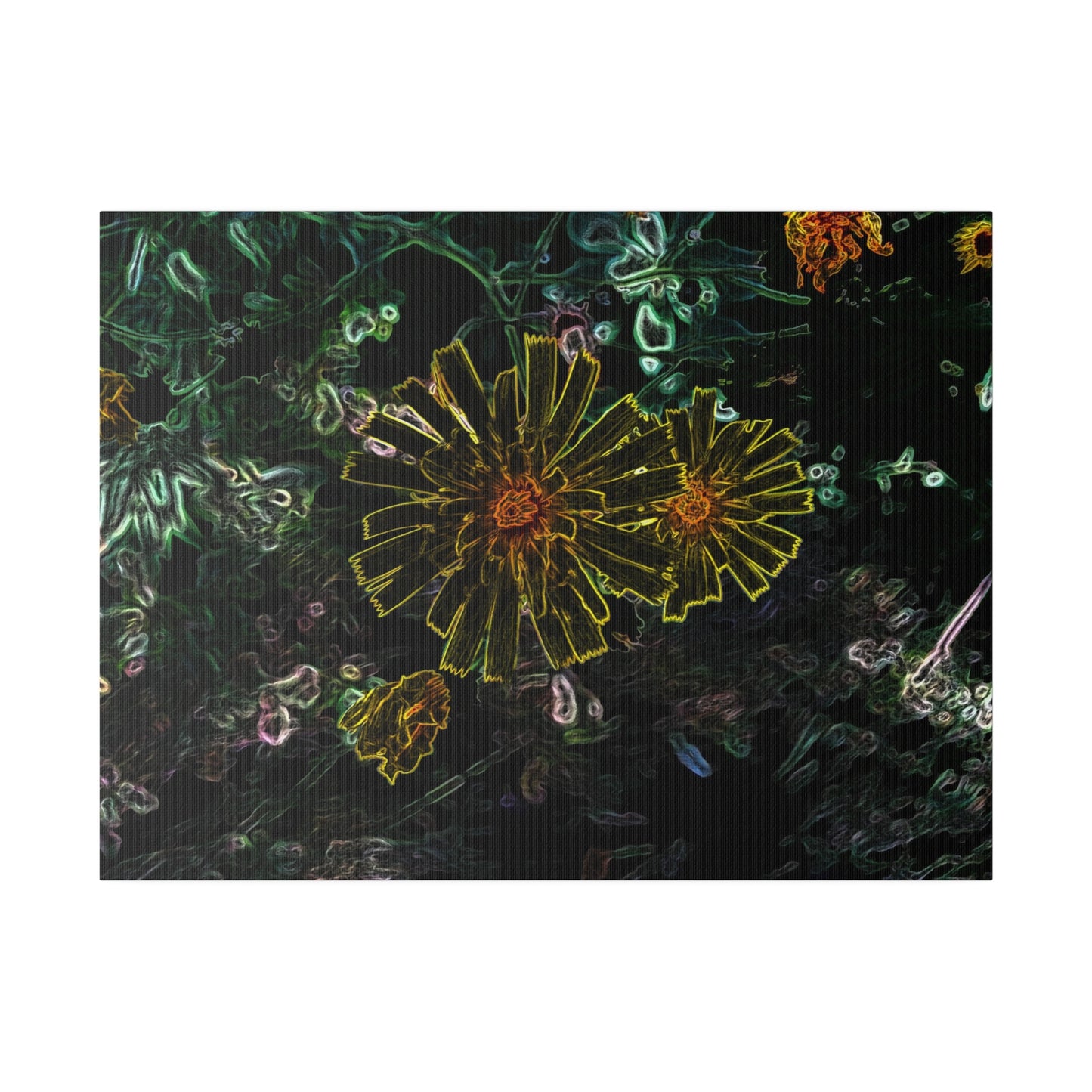 Electric Flowers Matte Stretched Canvas Art