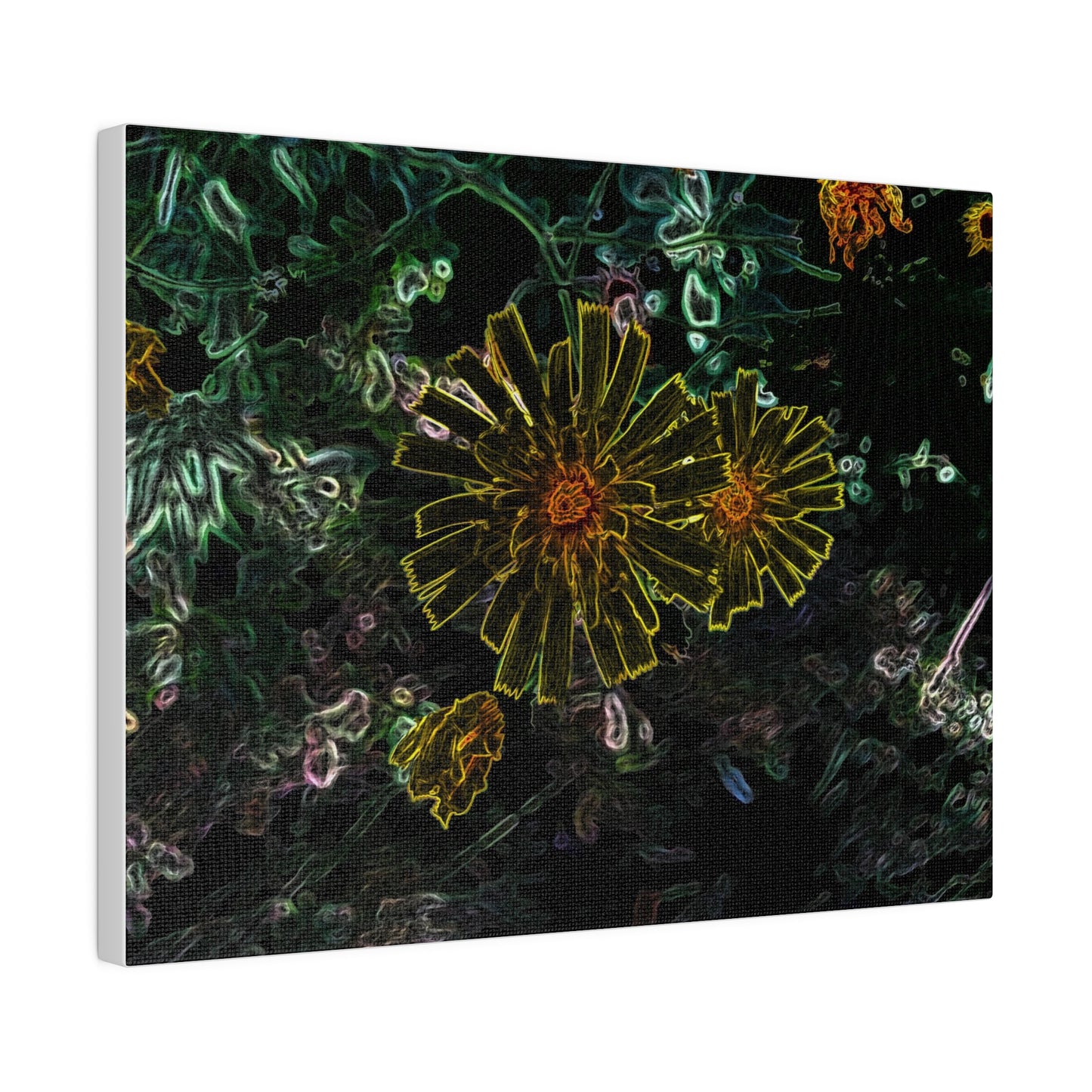 Electric Flowers Matte Stretched Canvas Art